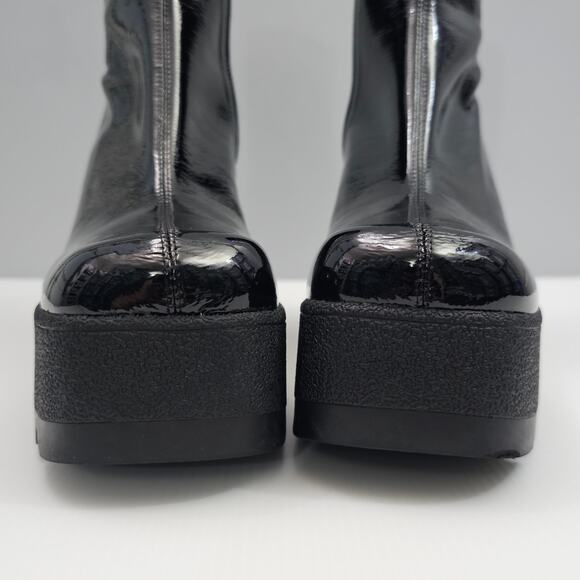 NEW Jeffrey Campbell Refresh Ankle Boot Women 9 Black Glossy Patent Y2K Platform - Picture 6 of 14